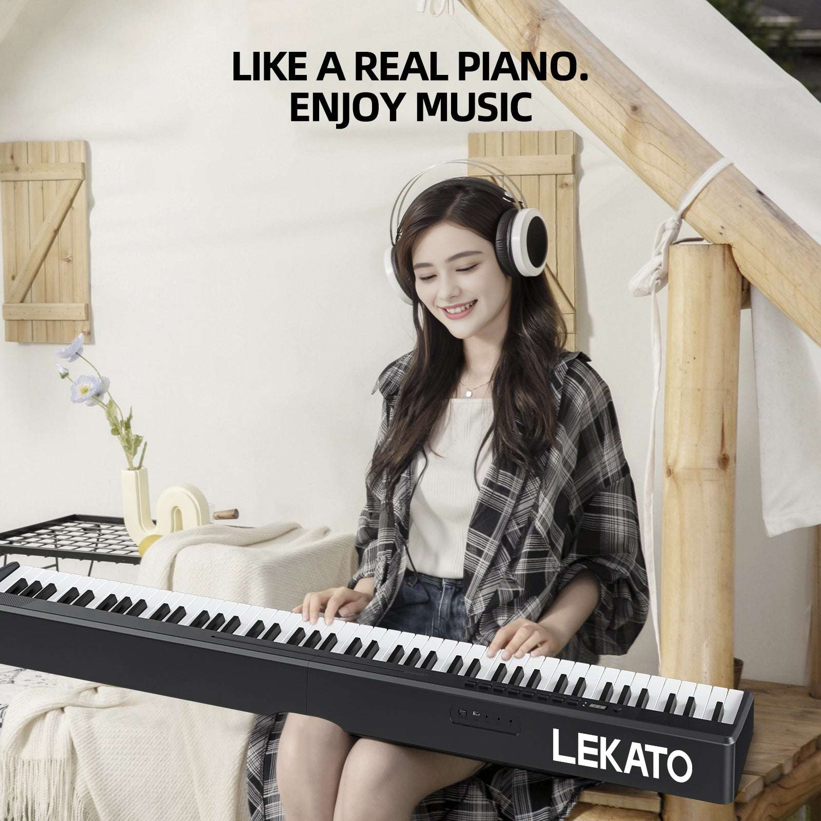 LEKATO FP-10 Portable Piano Keyboard 88 Keys Folding Digital Piano with Sustain Pedal