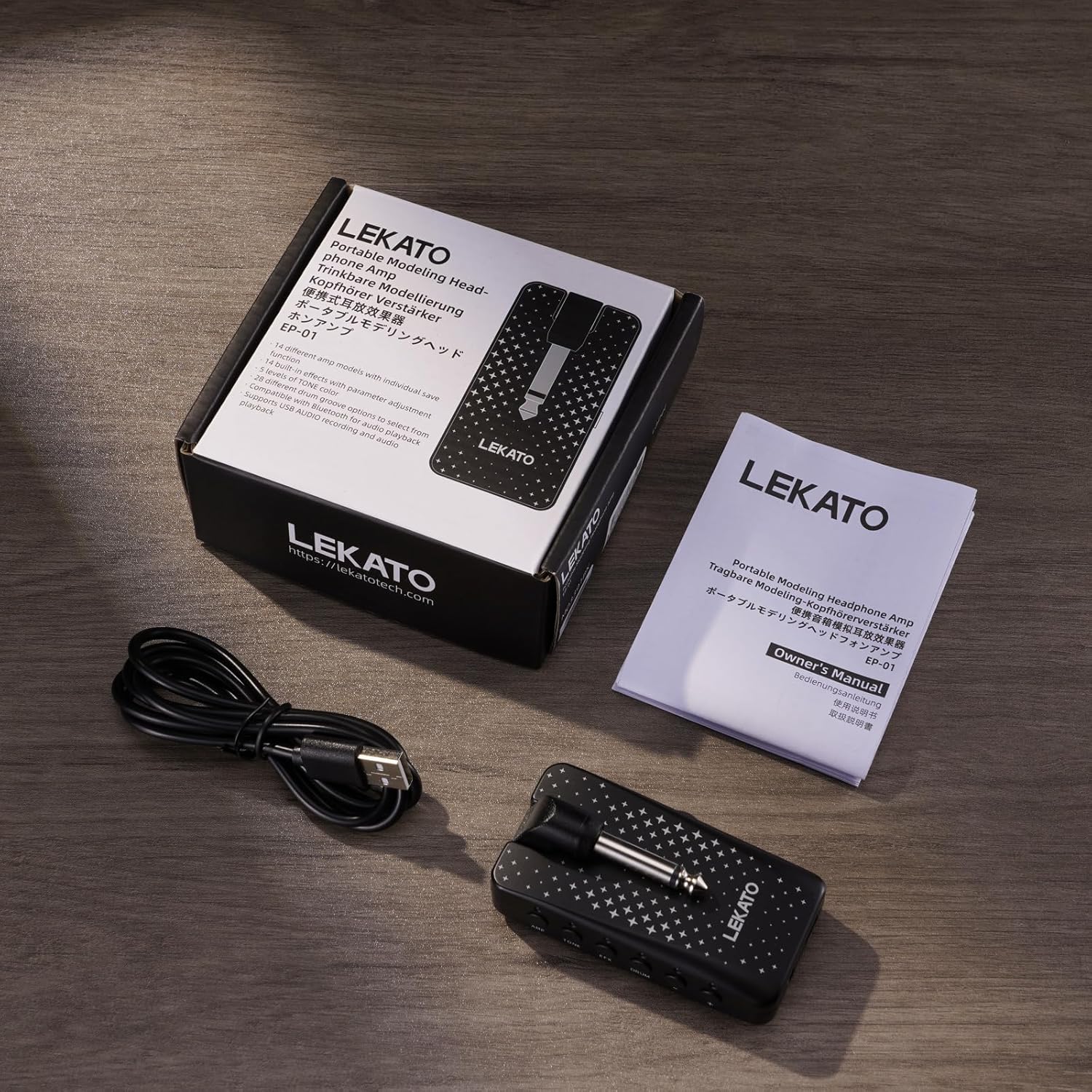 LEKATO EP-01 Gitarren-Kopfhörerverstärker 28 Drum-Grooves 14 Effekte 14 Amp-Modelle 