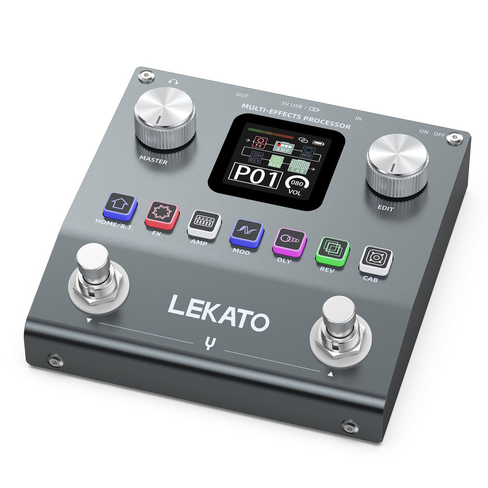 LEKATO ME-01 Multi Effects Processor Guitar Pedal w/6 Effects Modules 80 Presets 20 IRs