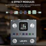LEKATO ME-01 Multi Effects Processor Guitar Pedal w/6 Effects Modules 80 Presets 20 IRs