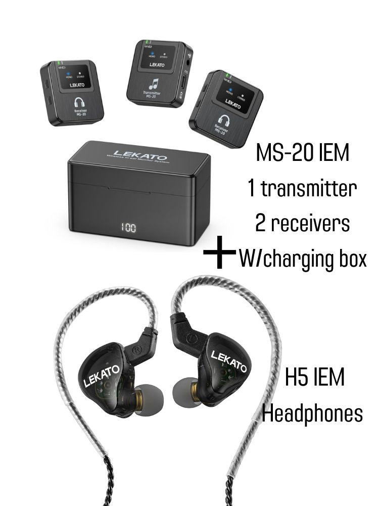 LEKATO MS-20 In Ear Monitor w/Charge Case 2.4G Stereo Wireless System