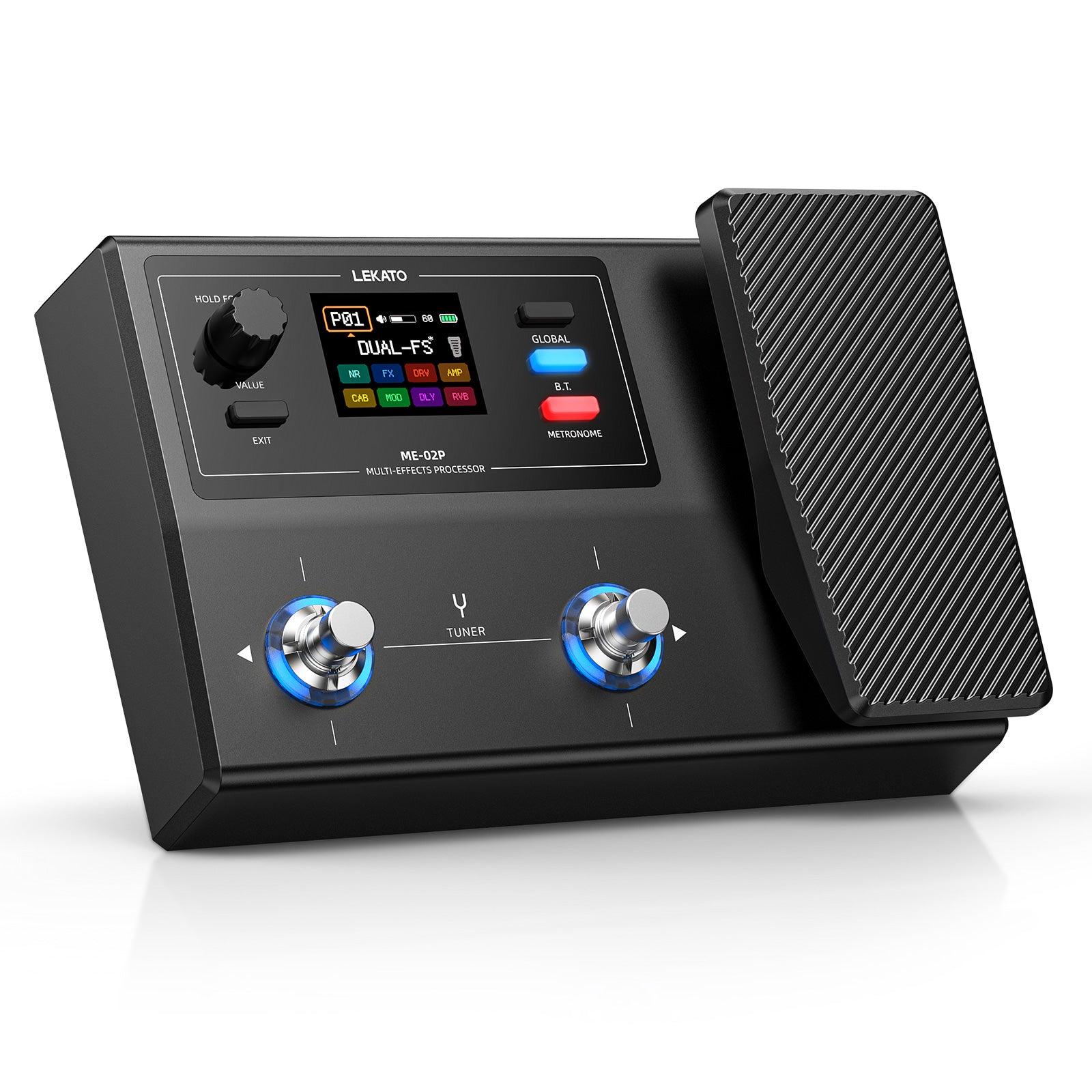 LEKATO ME-02P Rechargeable Multi Effects Guitar Pedal Wah Volume