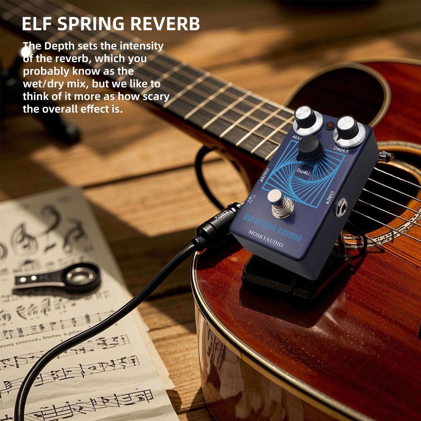 MOSKYAUDIO ELF SPRING REVERB Guitar Effect Pedal