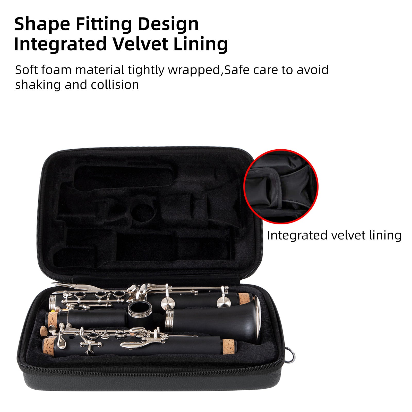 Clarinet Fashion Case Lightweight Portable with Adjustable Strap Sponge Lining Comprehensive