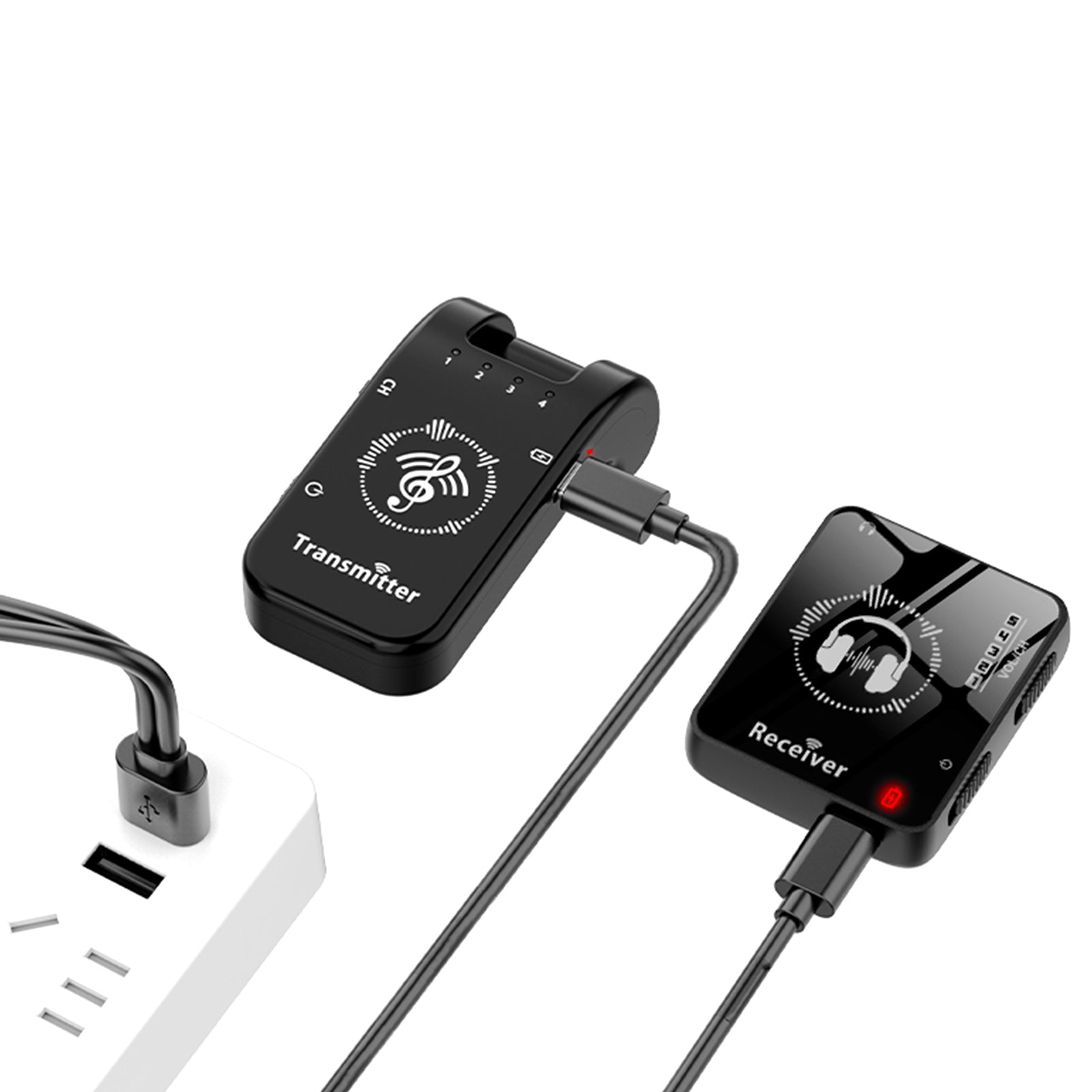 2.4G Wireless In-Ear Monitor System with Rechargeable Transmitter Receiver