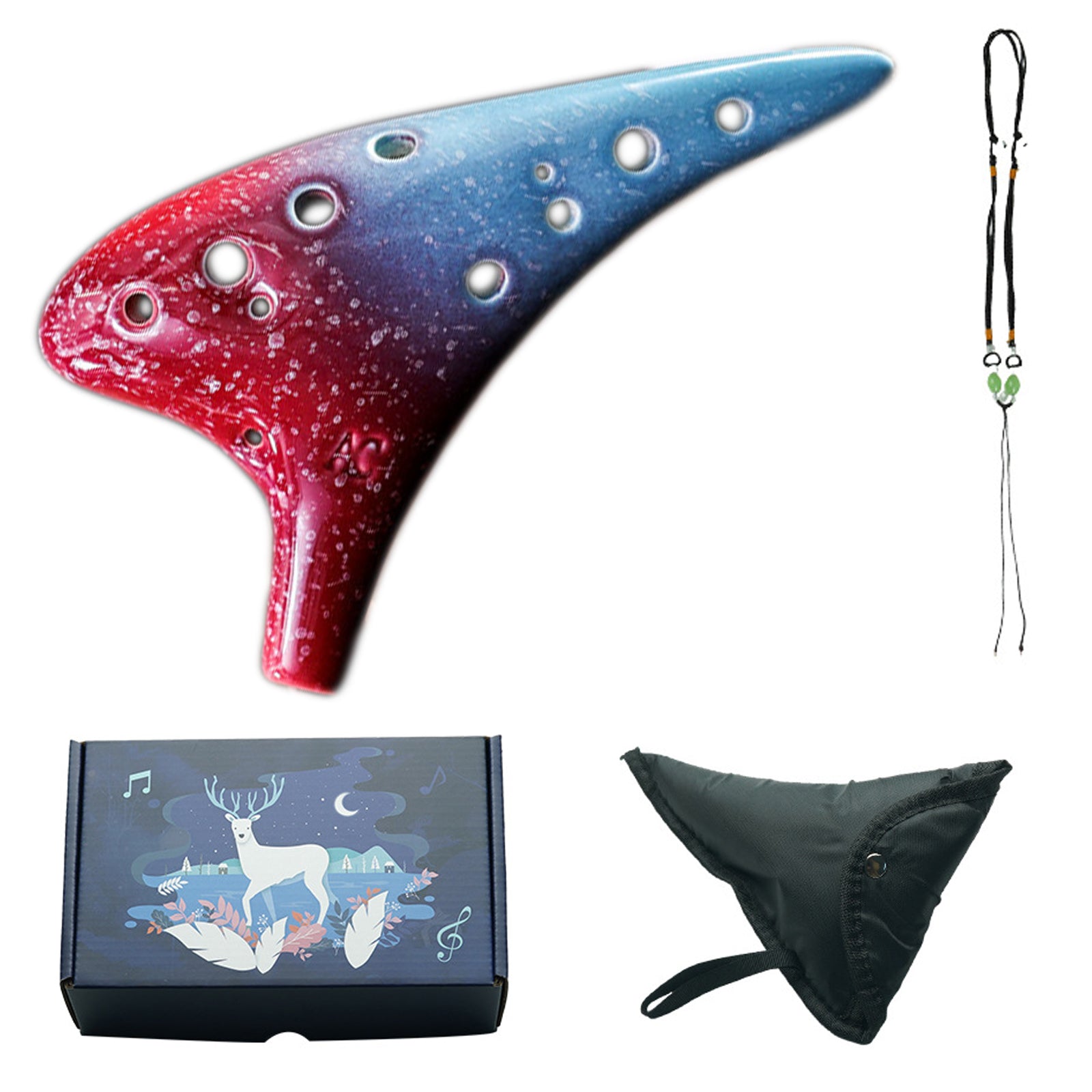 Starry Sky Ocarina 12 Hole -Alto C Ceramic Piccolo Musical Instrument