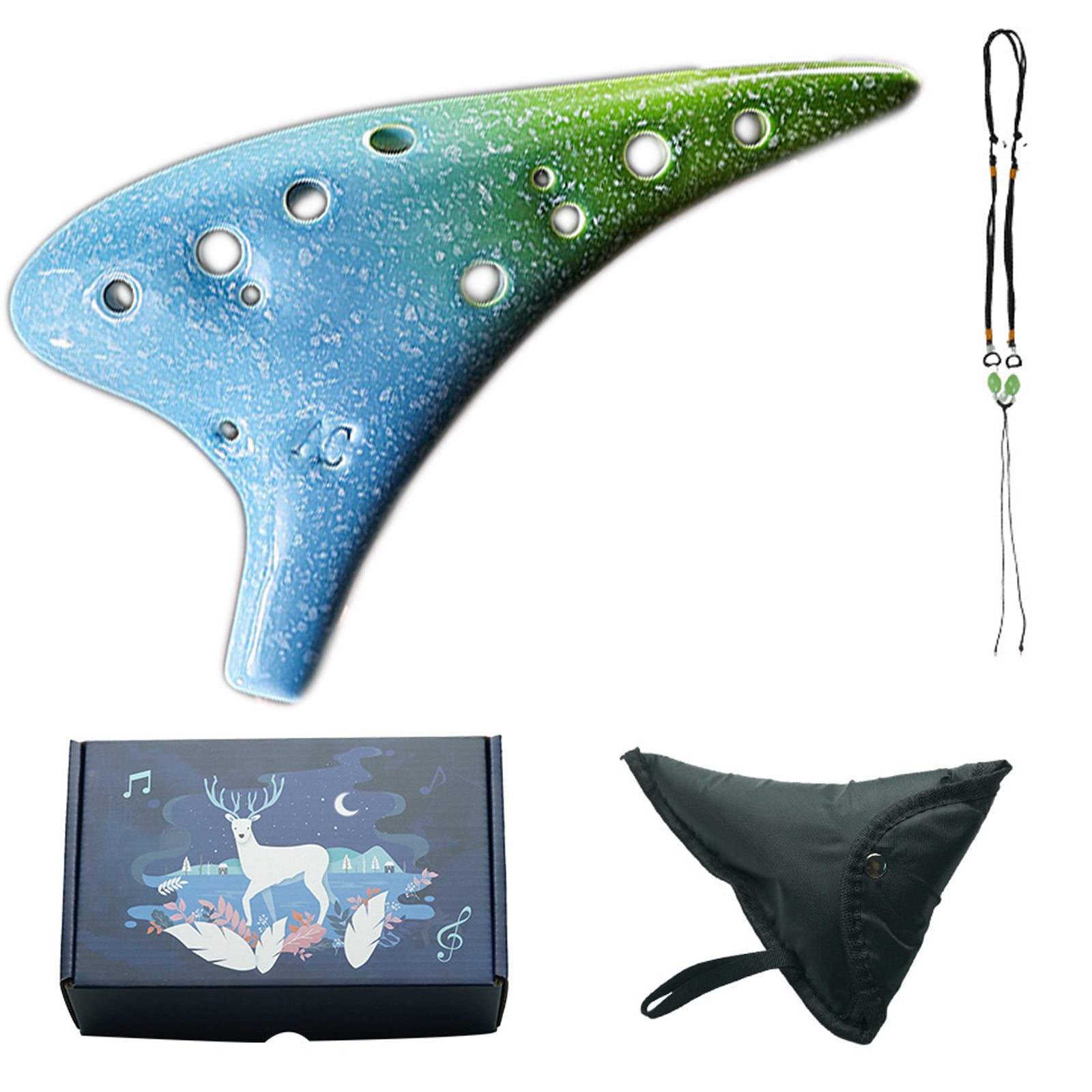 Starry Sky Ocarina 12 Hole -Alto C Ceramic Piccolo Musical Instrument