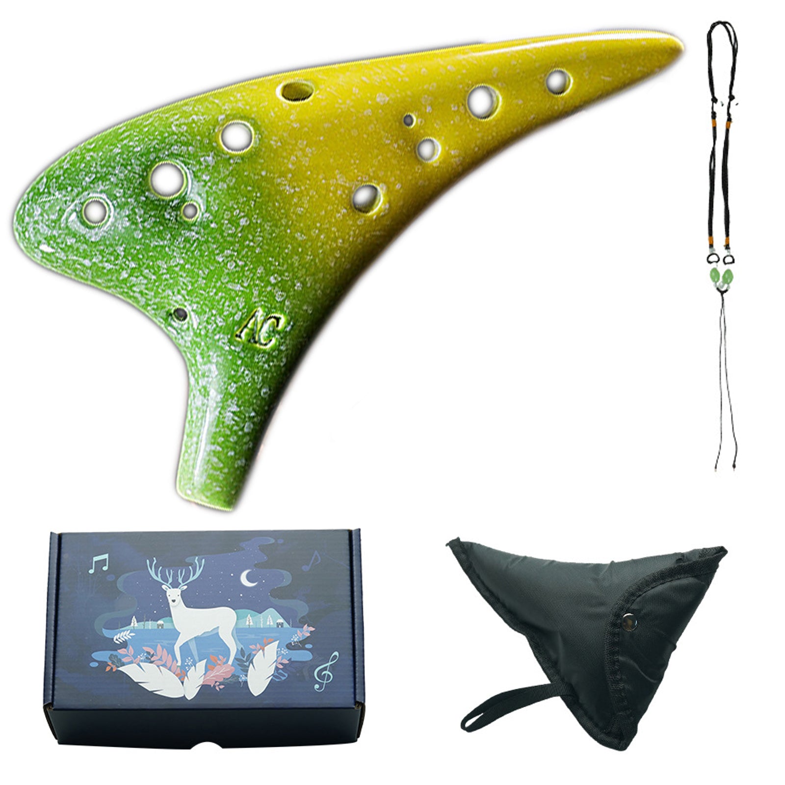 Starry Sky Ocarina 12 Hole -Alto C Ceramic Piccolo Musical Instrument