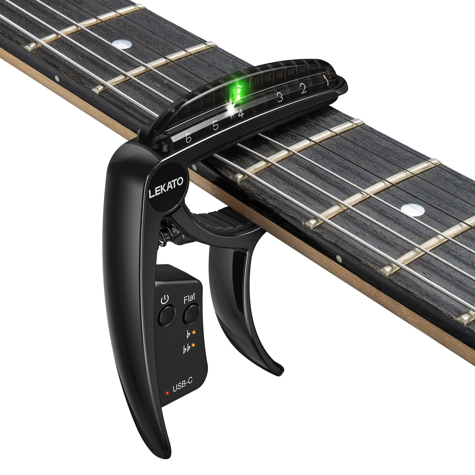 LEKATO TC50 2 In 1 Guitar Capo Tuner Electroplating Black