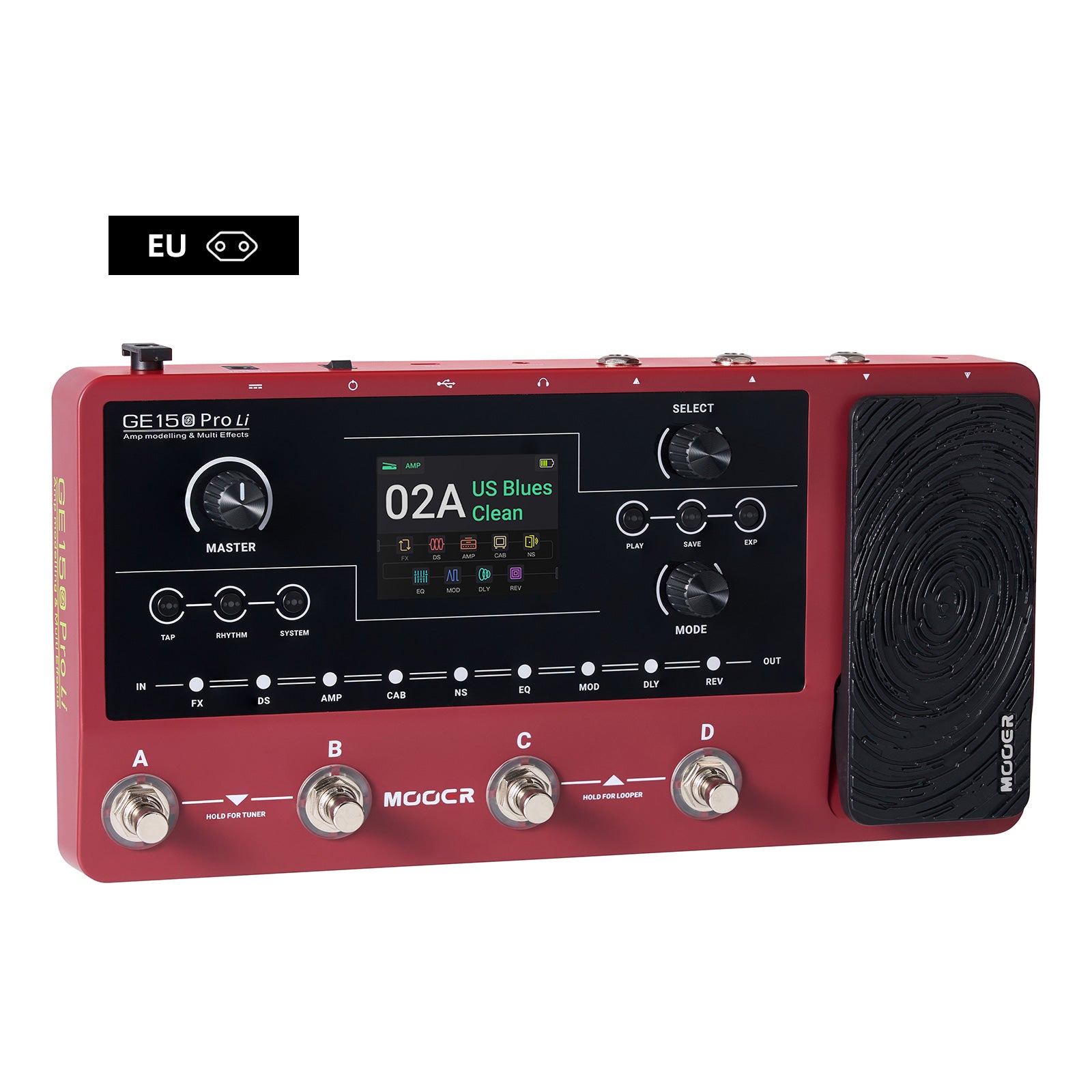 MOOER GE150 Pro Guitar Amp Modelling Multi Effects Processor Reverb Delay Looper Drum
