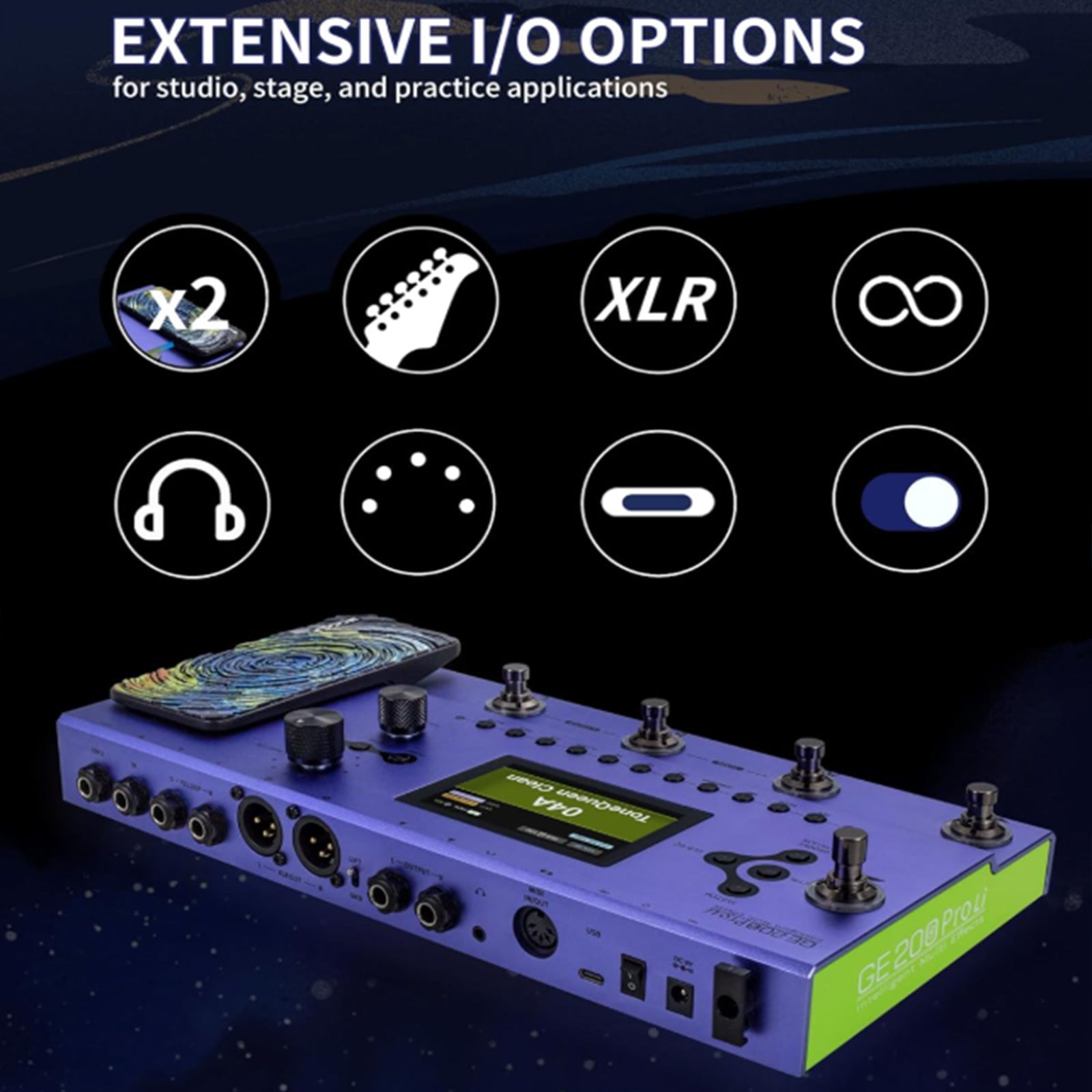 MOOER GE200 Pro Li Gitarren-Multieffektpedal Lila 