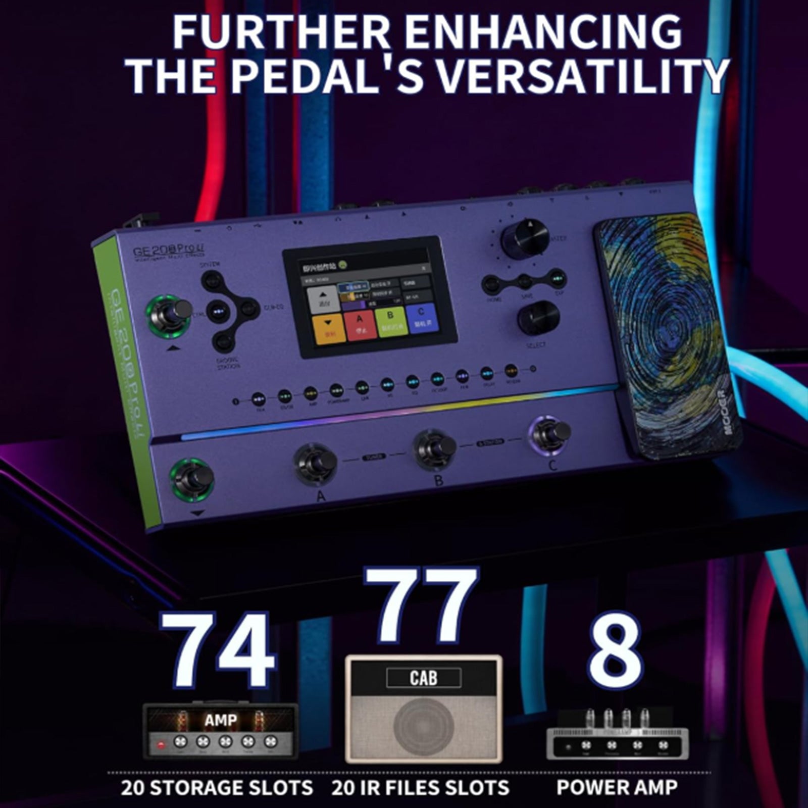 MOOER GE200 Pro Li Gitarren-Multieffektpedal Lila 