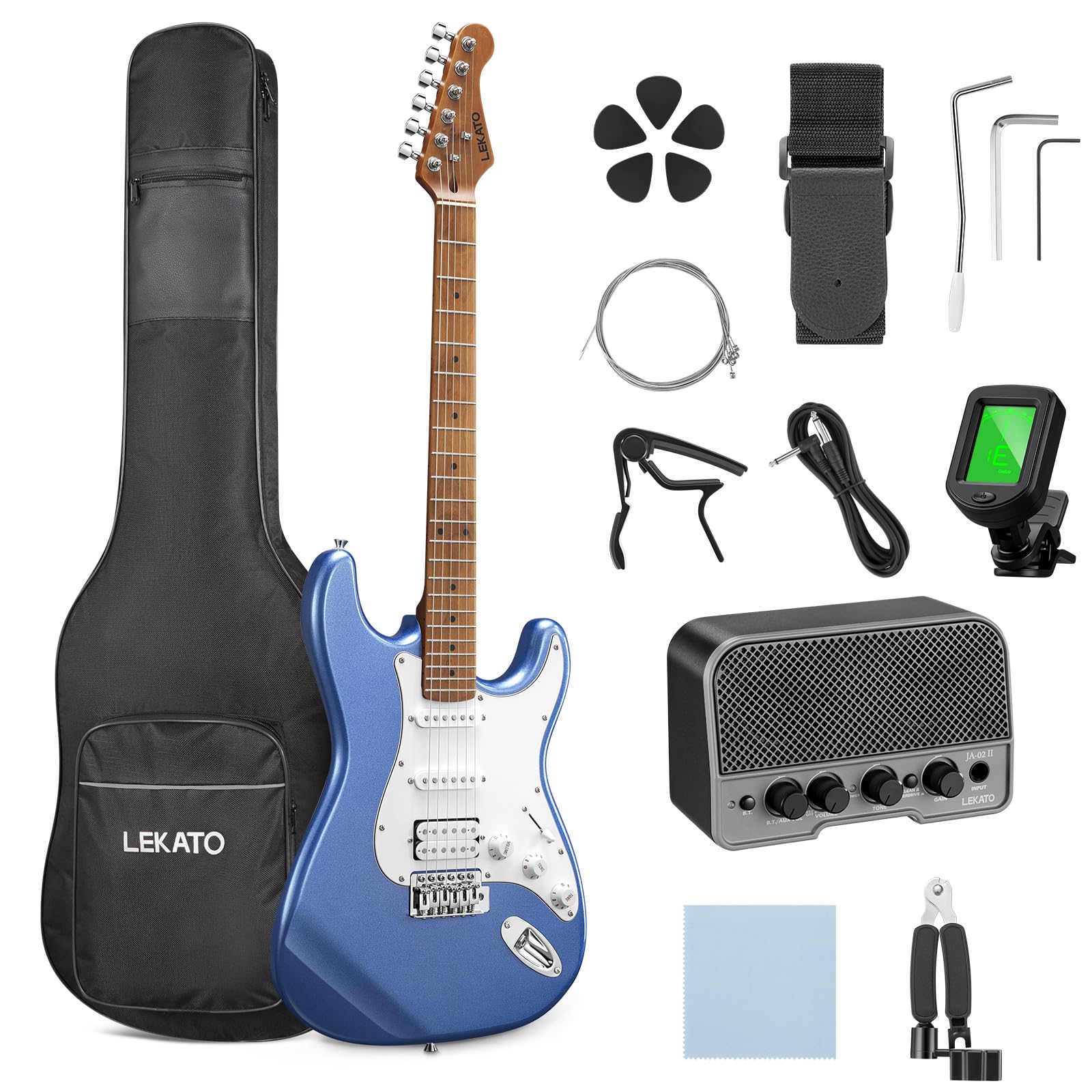 LEKATO ST-01 Electric Guitar Set 39 Inch HSS Pickups Guitar