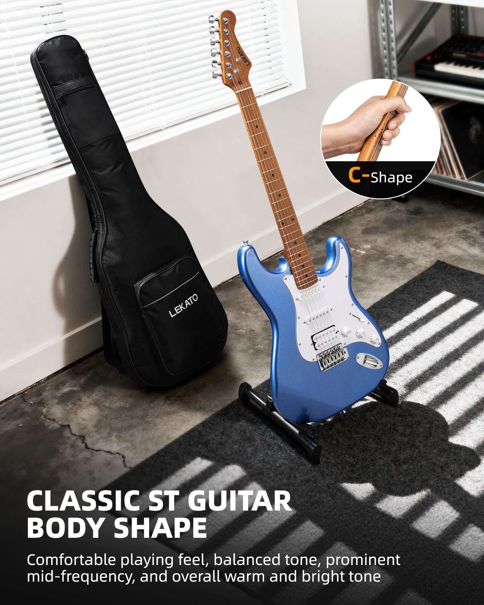 LEKATO ST-01 Electric Guitar Set 39 Inch HSS Pickups Guitar