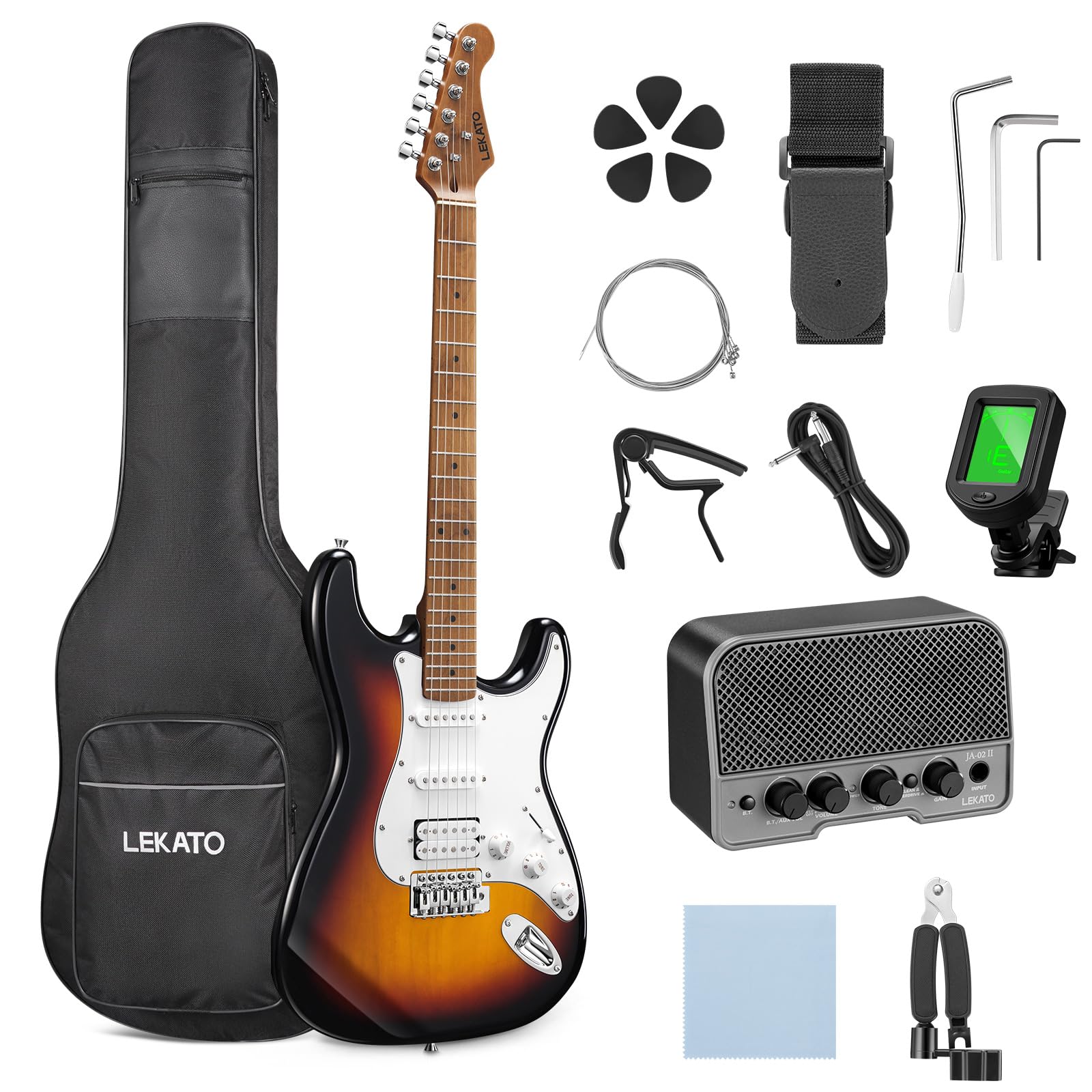 LEKATO ST-01 Electric Guitar Set 39 Inch HSS Pickups Guitar