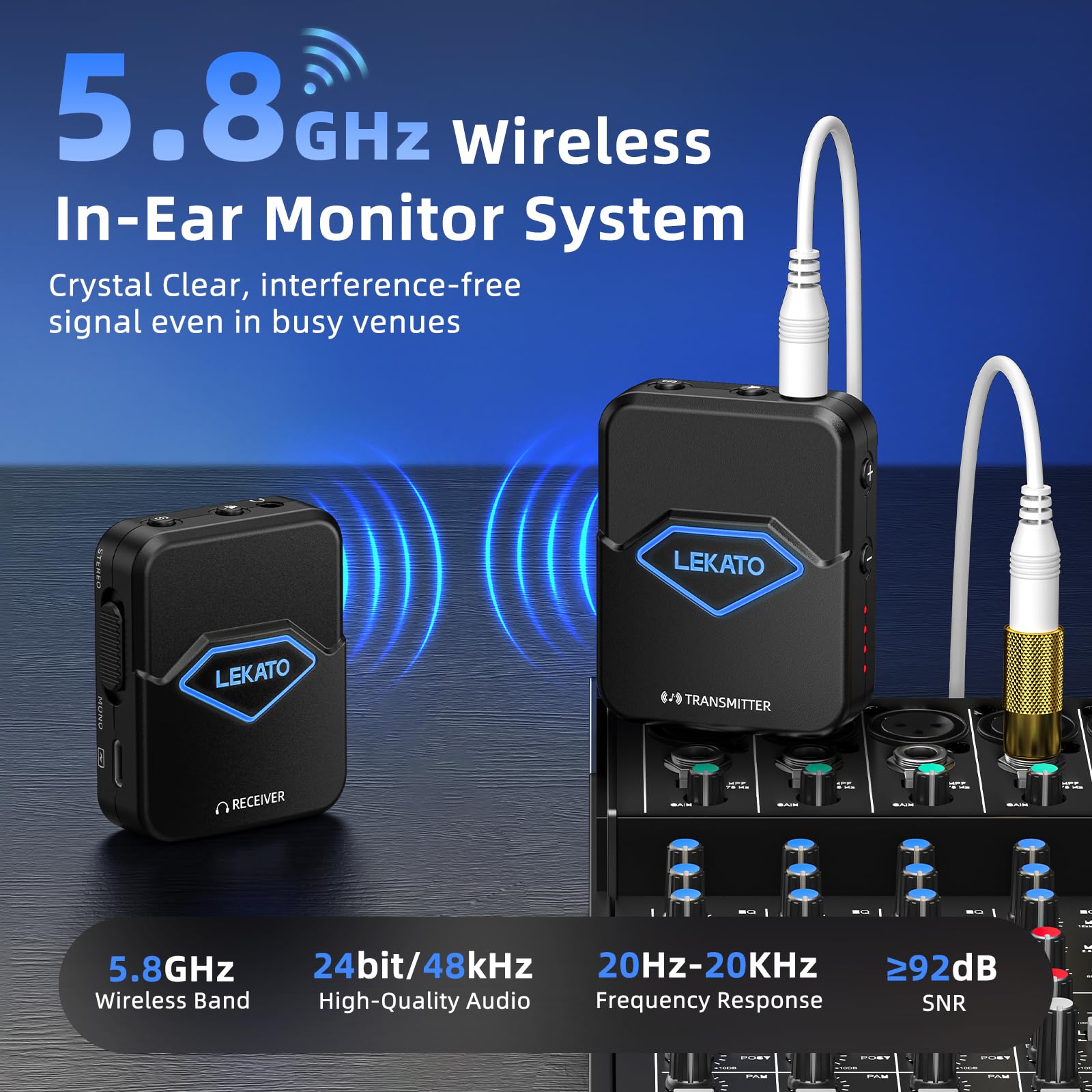 LEKATO MS-50 5.8G Wireless In Ear Monitor System