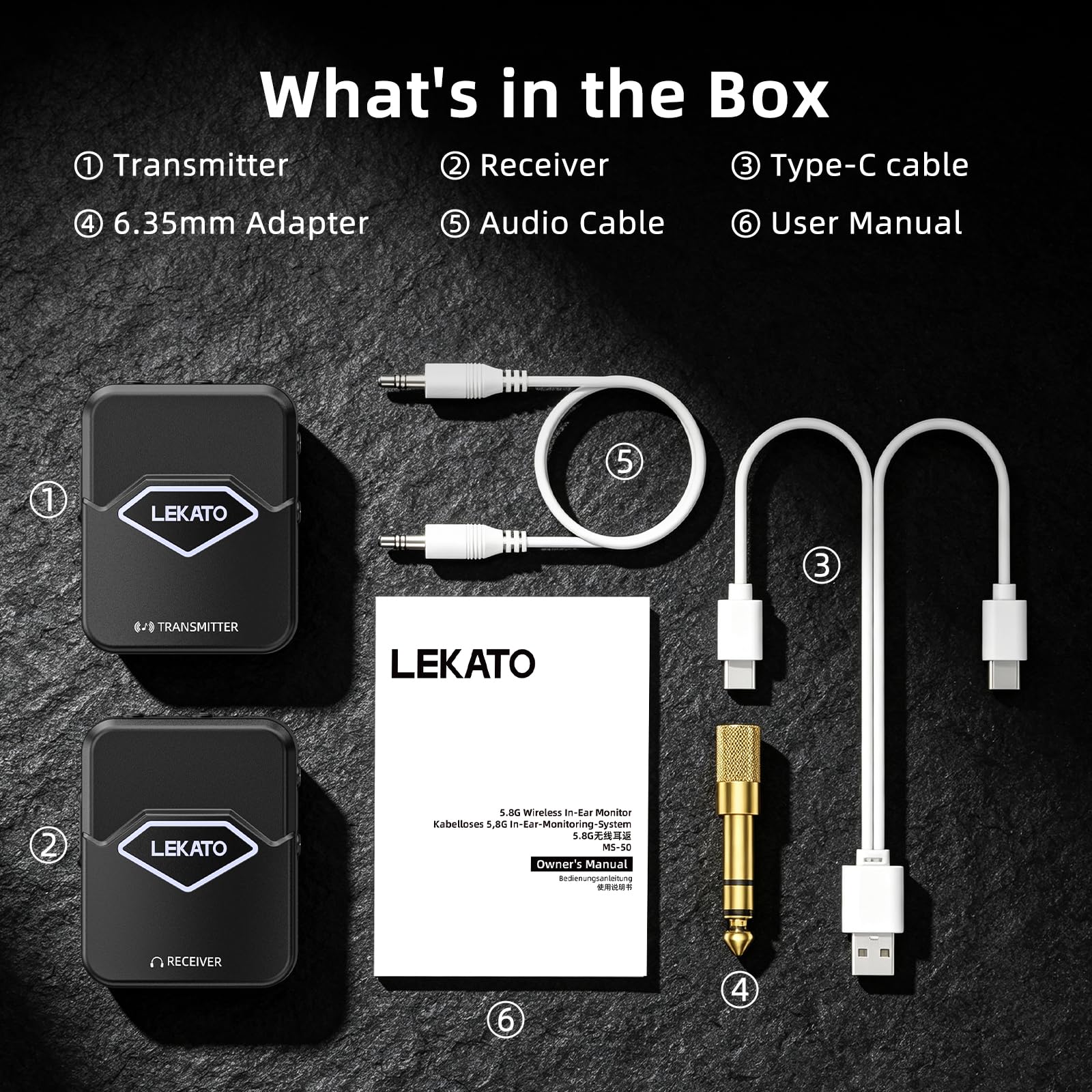 LEKATO MS-50 5.8G Wireless In Ear Monitor System
