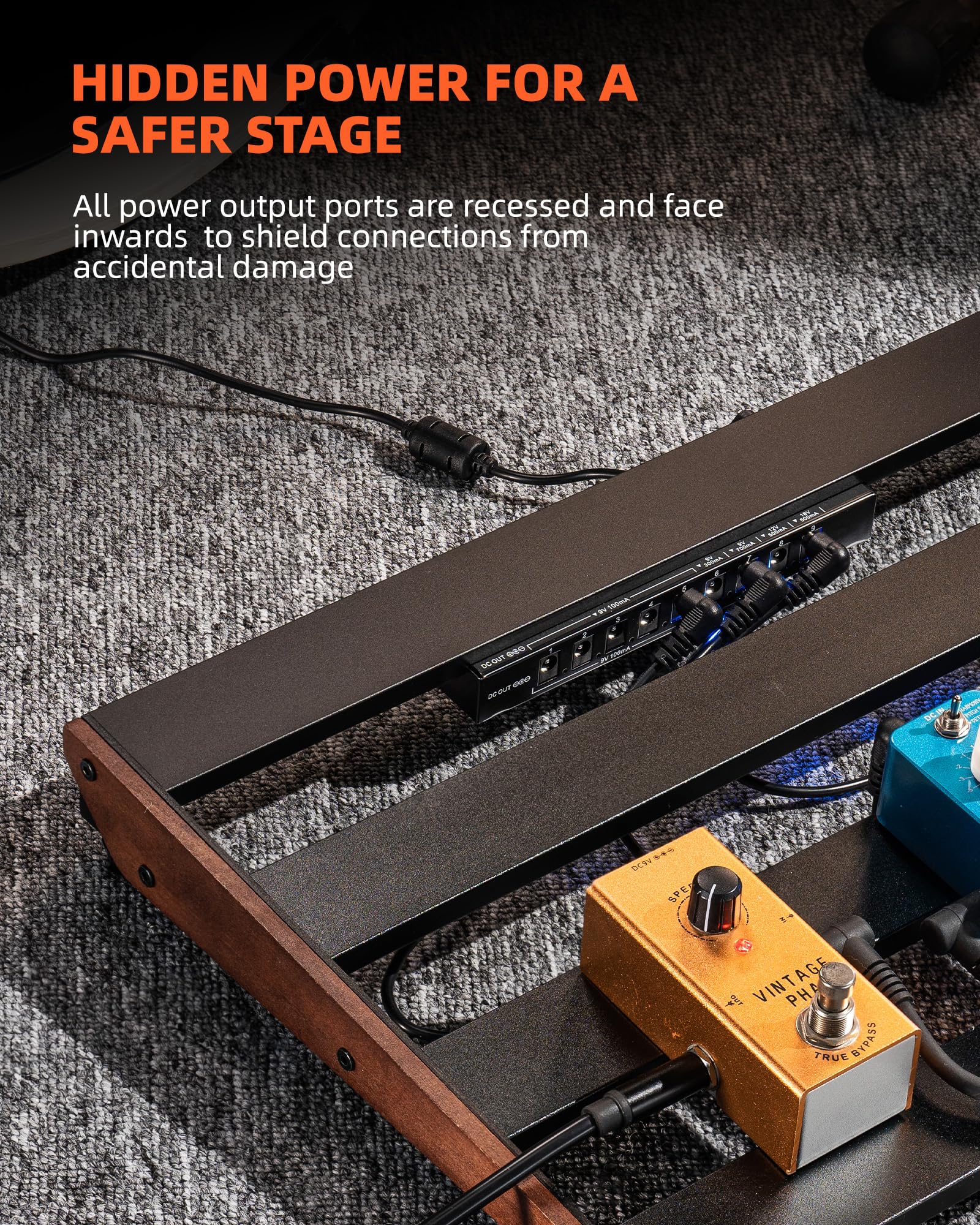 LEKATO PB-03S Guitar Pedal Board w/ Built-in Power Supply (15.5x11x2")