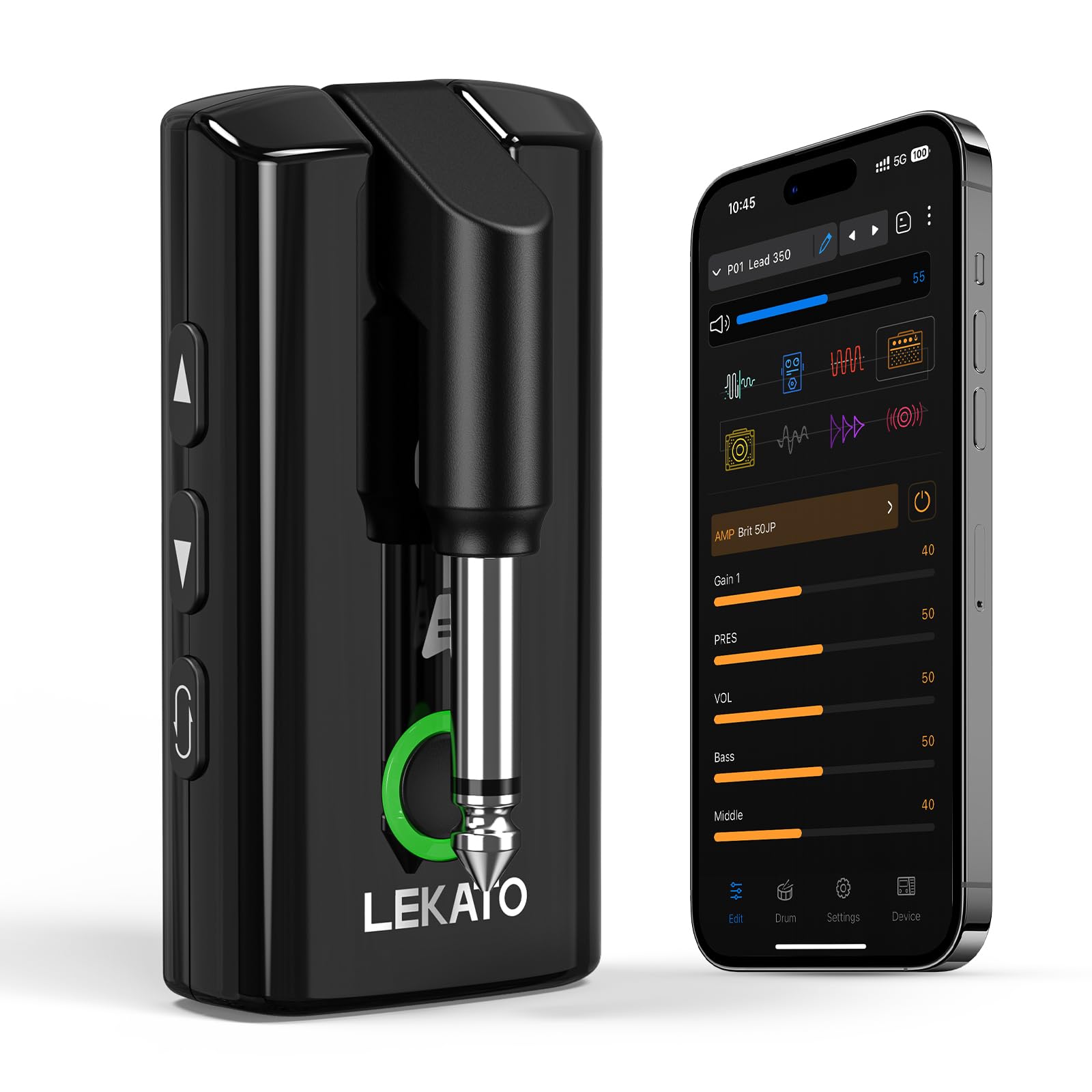 LEKATO PA-5 Electric Guitar Headphone Amp 50 Presets 18 Amps 20 IRs