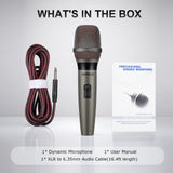 JAMELO F19 Wired Dynamic Microphone Handheld Mic with 5m Cable 40Hz–13kHz Frequency