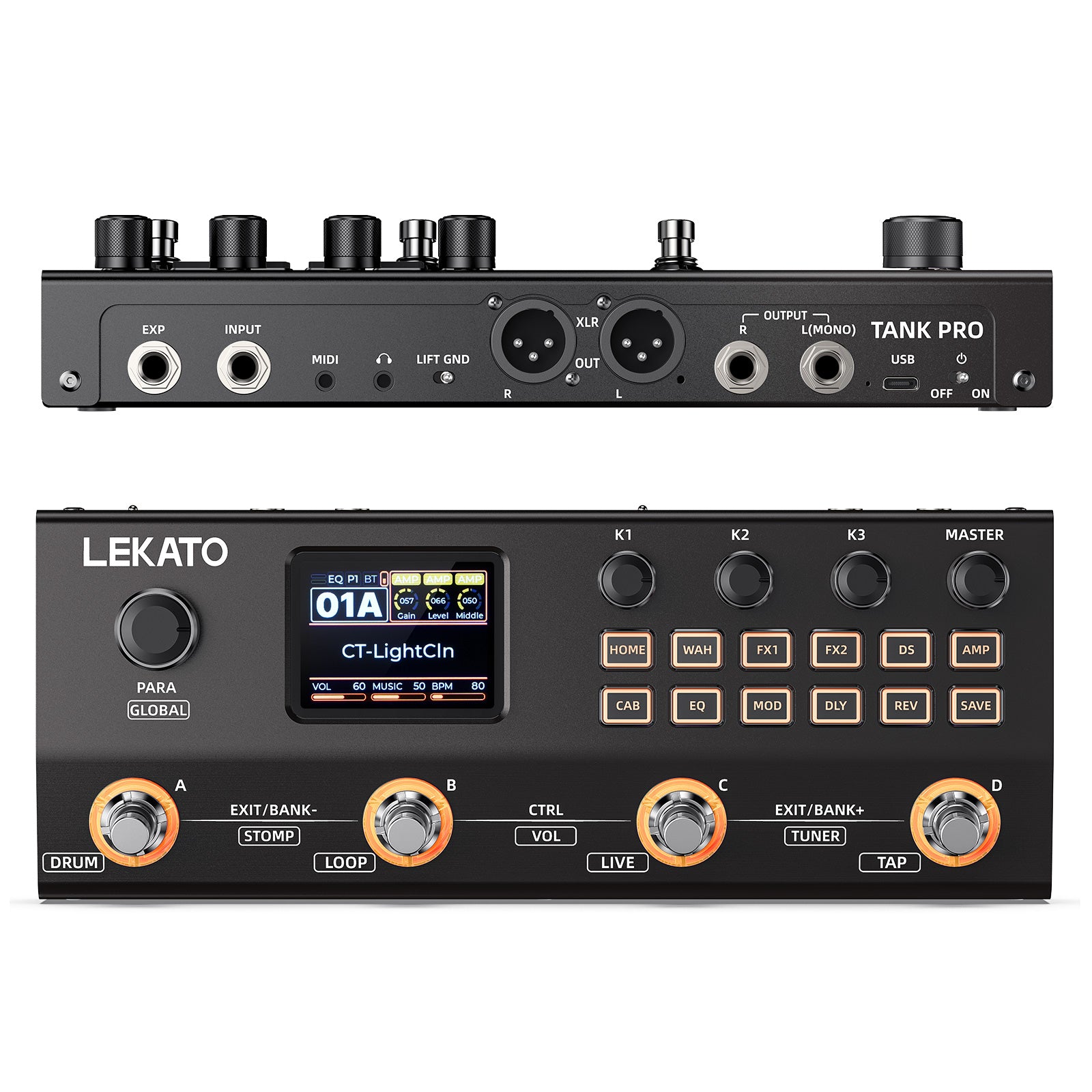 LEKATO TANK PRO Guitar Multi Effects Processor