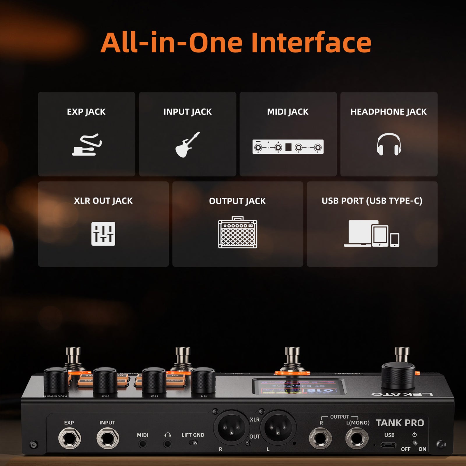 LEKATO TANK PRO Guitar Multi Effects Processor