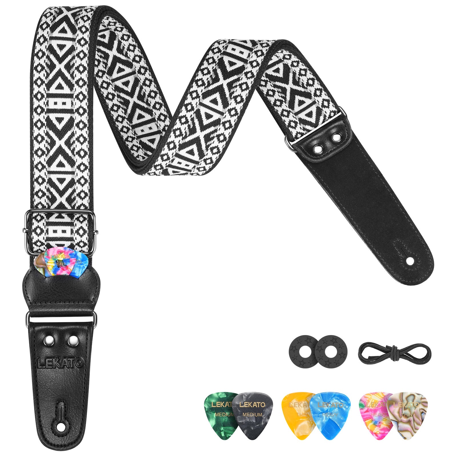 LEKATO LGS-21 Premium Jacquard Nylon Guitar Strap Set