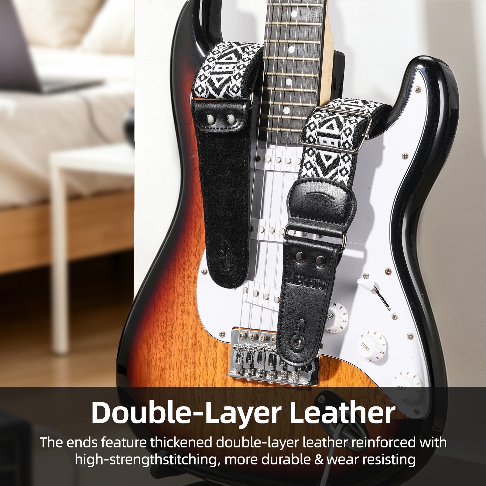 LEKATO LGS-21 Premium Jacquard Nylon Guitar Strap Set