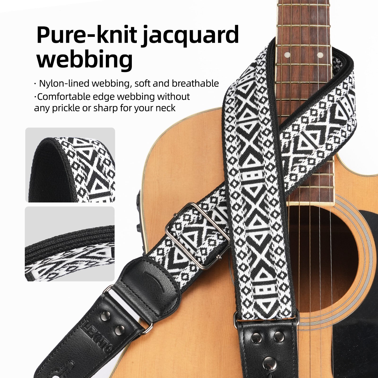 LEKATO LGS-21 Premium Jacquard Nylon Guitar Strap Set