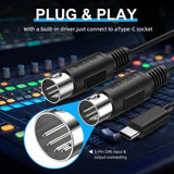LEKATO UM-19 MIDI to Type-C MIDI Interface 6.5Ft