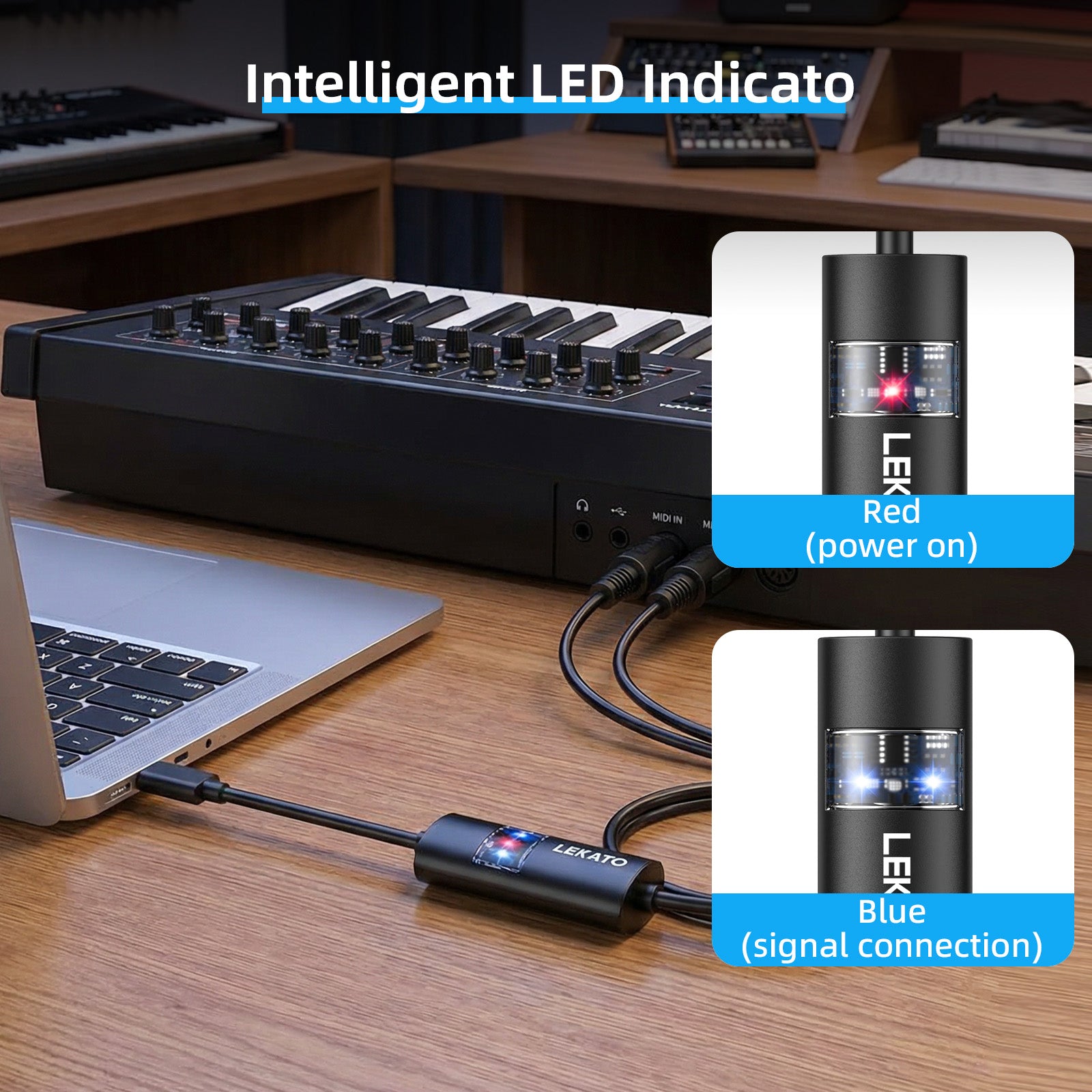 LEKATO UM-19 MIDI to Type-C MIDI Interface 6.5Ft