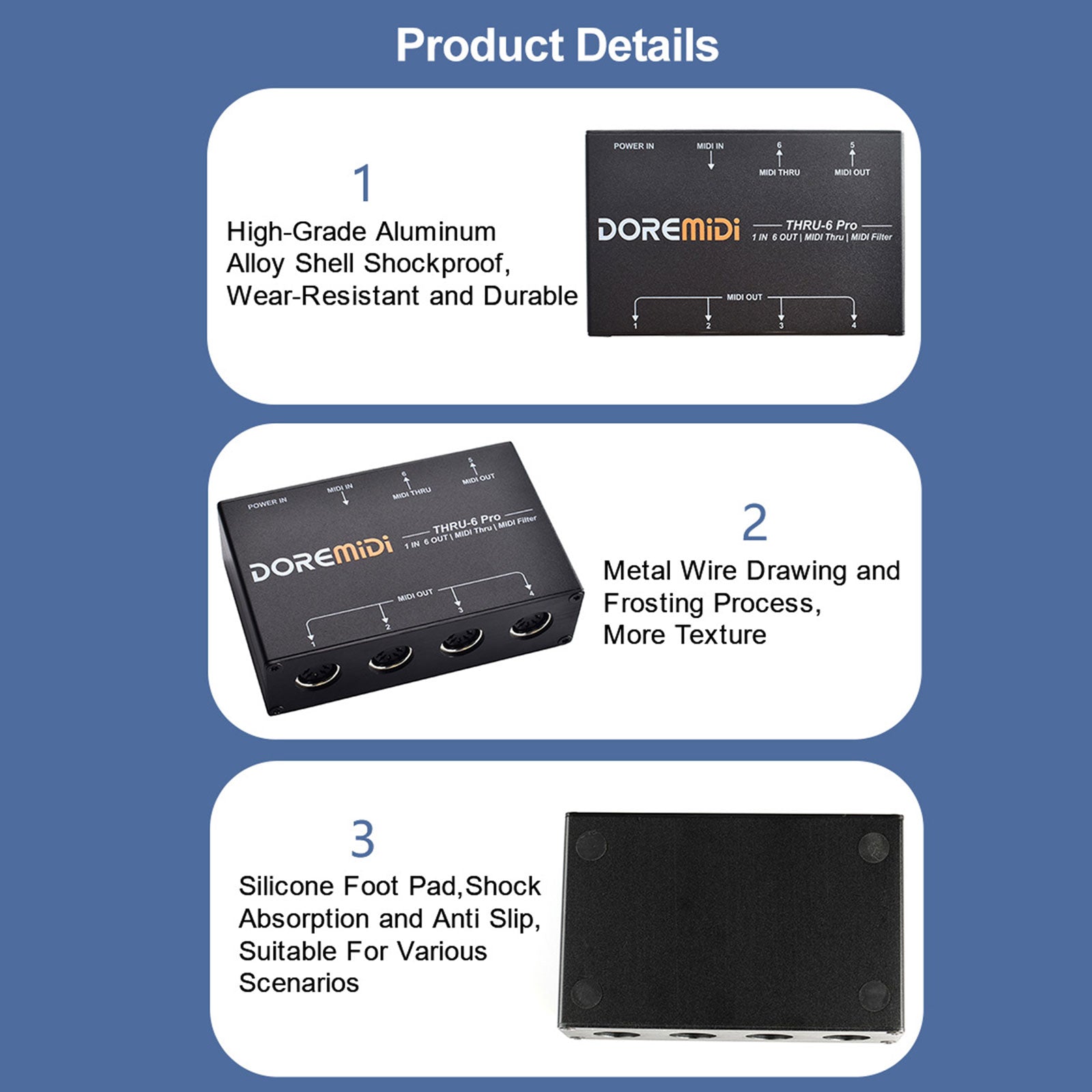 DOREMiDi MIDI THRU-6 Pro Box 1-In 6-Out Controller 6 Kanäle Spliter