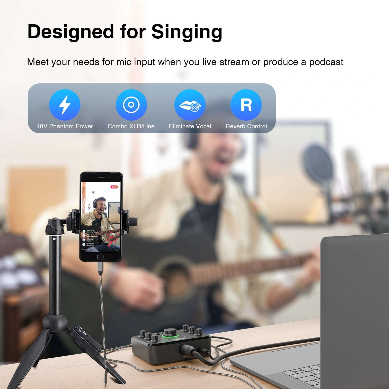Lekato LP-1 Recording Streaming Podcast USB Audio Interface