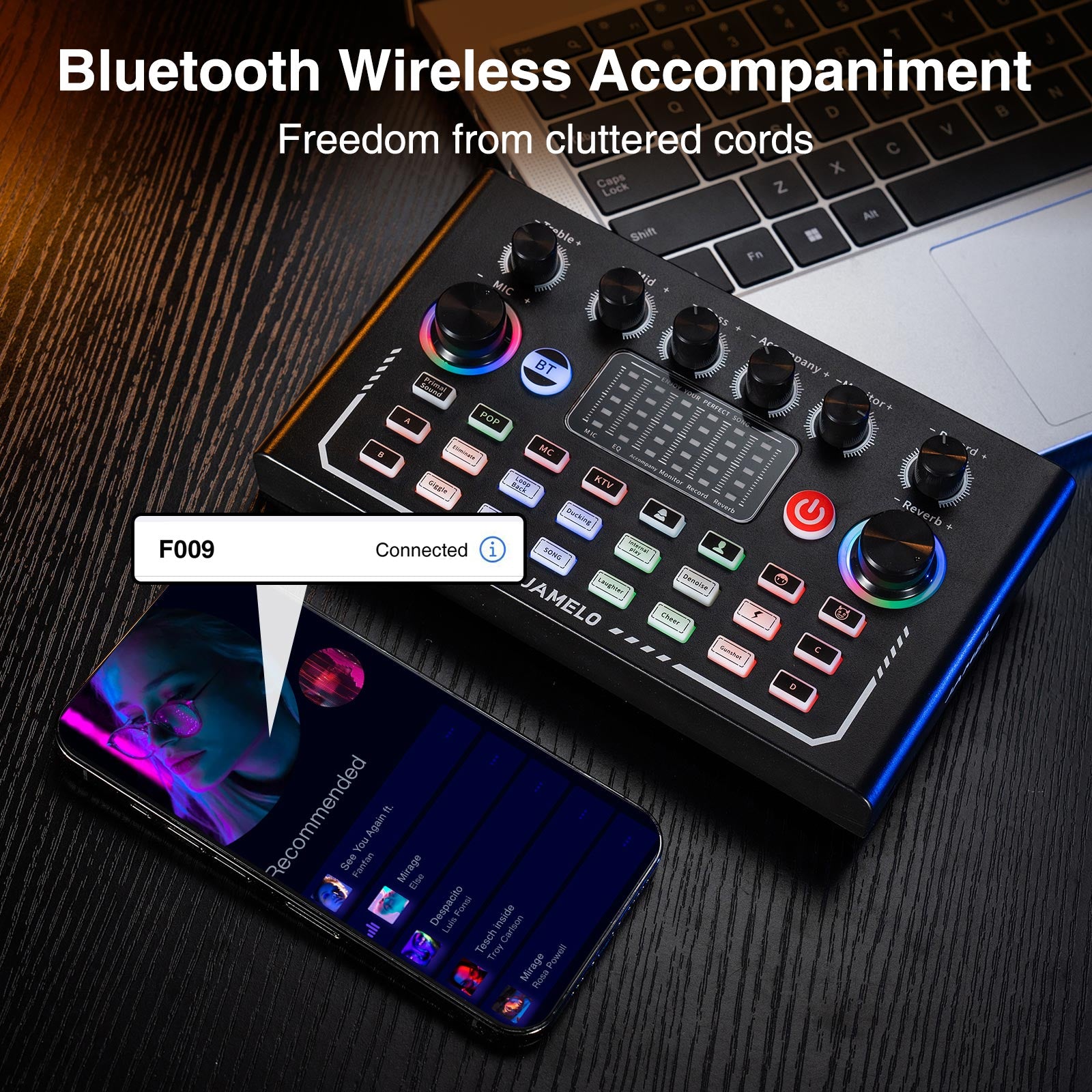 JAMELO Podcast Equipment Bundle F009 Audio Mixer Sound Card MC-88 Studio Equipment Kit - LEKATO - Buy Musical Instruments, Pedals, Wireless, Drum, Pro Audio & More