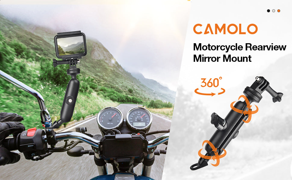 CAMOLO Kamerahalterung Motorrad Lenkerhalterung fürs Fahrrad Rückspiegel Fahrrad (Nur in Deutschland erhältlich)