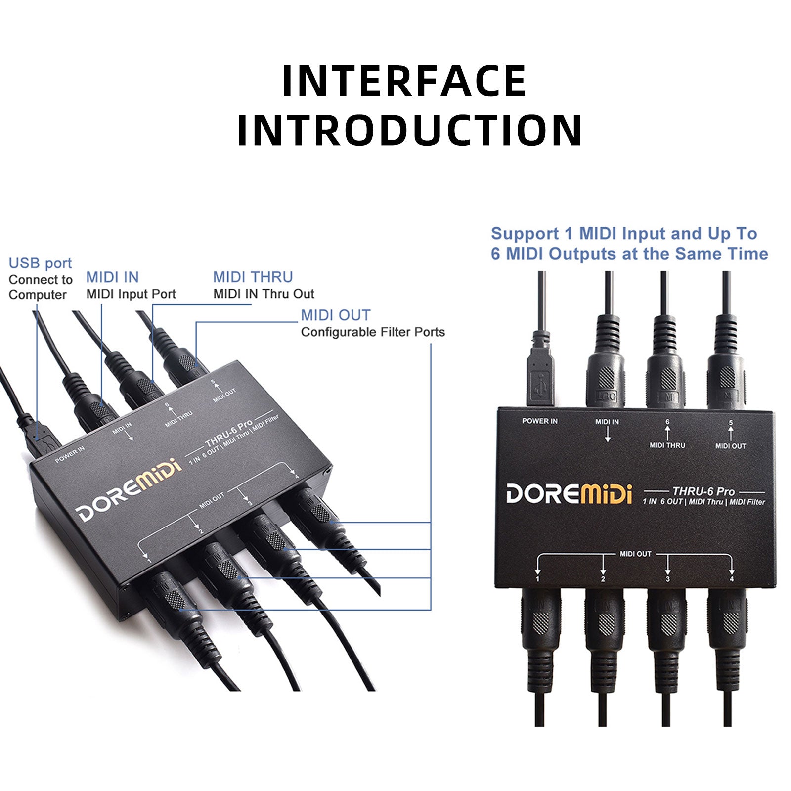 DOREMiDi MIDI THRU-6 Pro Box 1-In 6-Out Controller 6 Kanäle Spliter