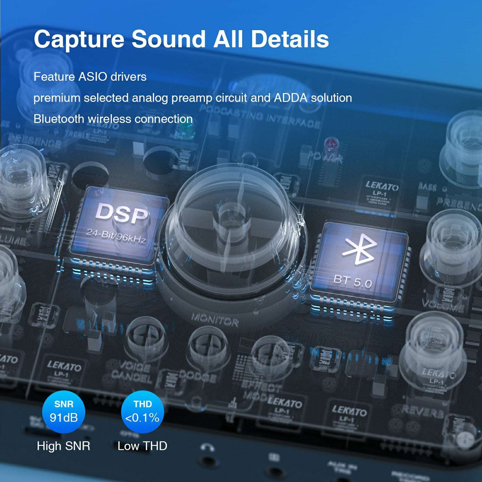 Lekato LP-1 Recording Streaming Podcast USB Audio Interface
