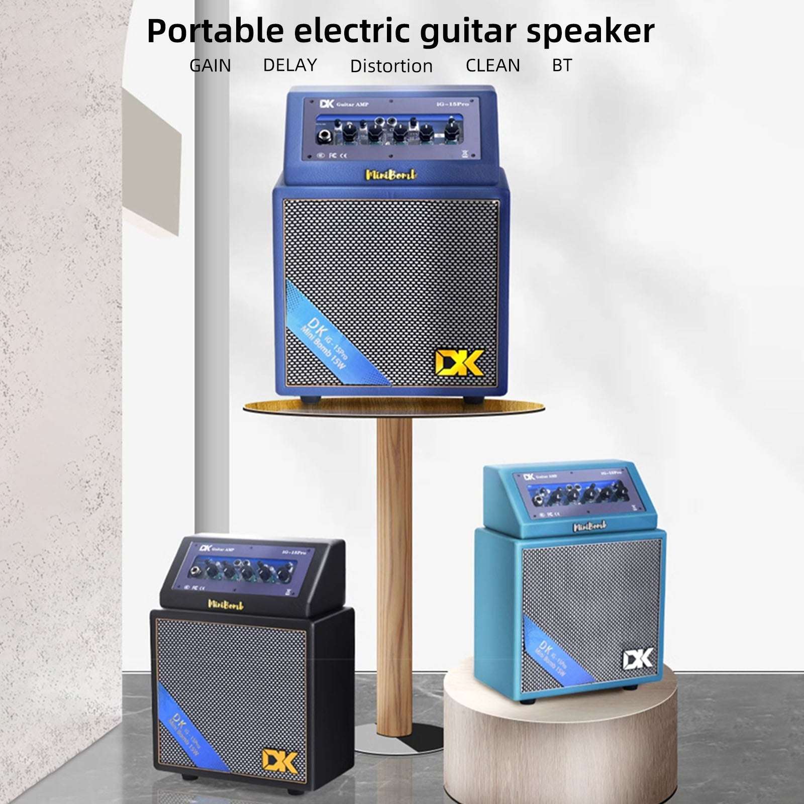 DK iG-15 PRO lectric Guitar Amp 15 Watts Rechargeable Distortion Delay Acoustic