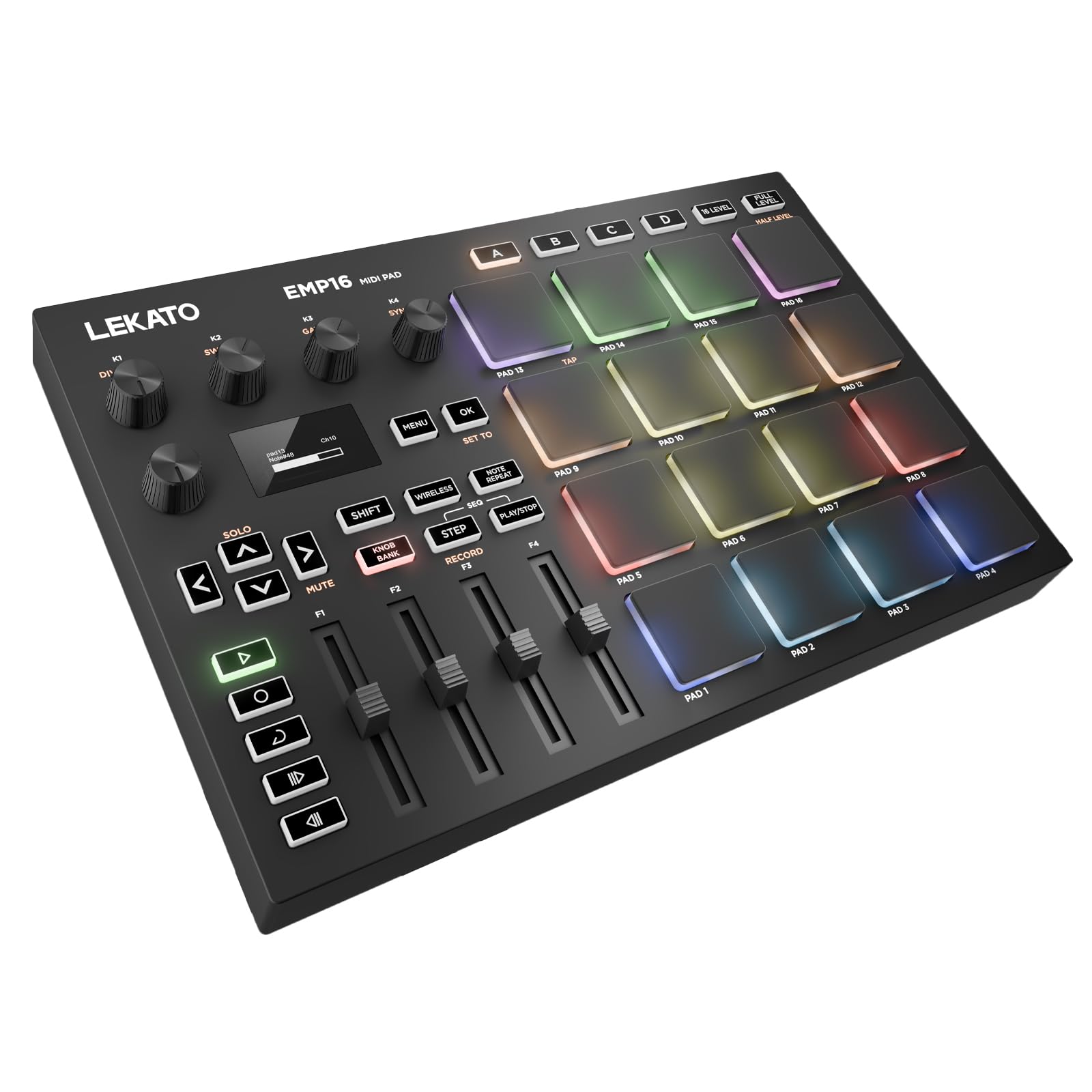 LEKATO EMP-16 MIDI-Controller-Pad Bluetooth Beat Maker Machine Drum Pad 