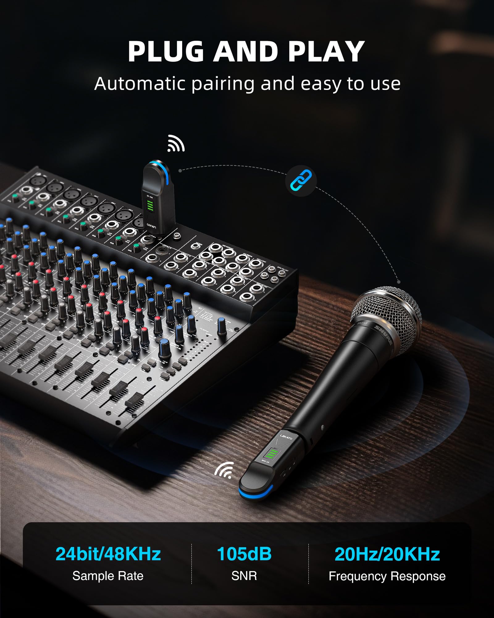 LEKATO MW-20 2.4G Wireless XLR Microphone Systems