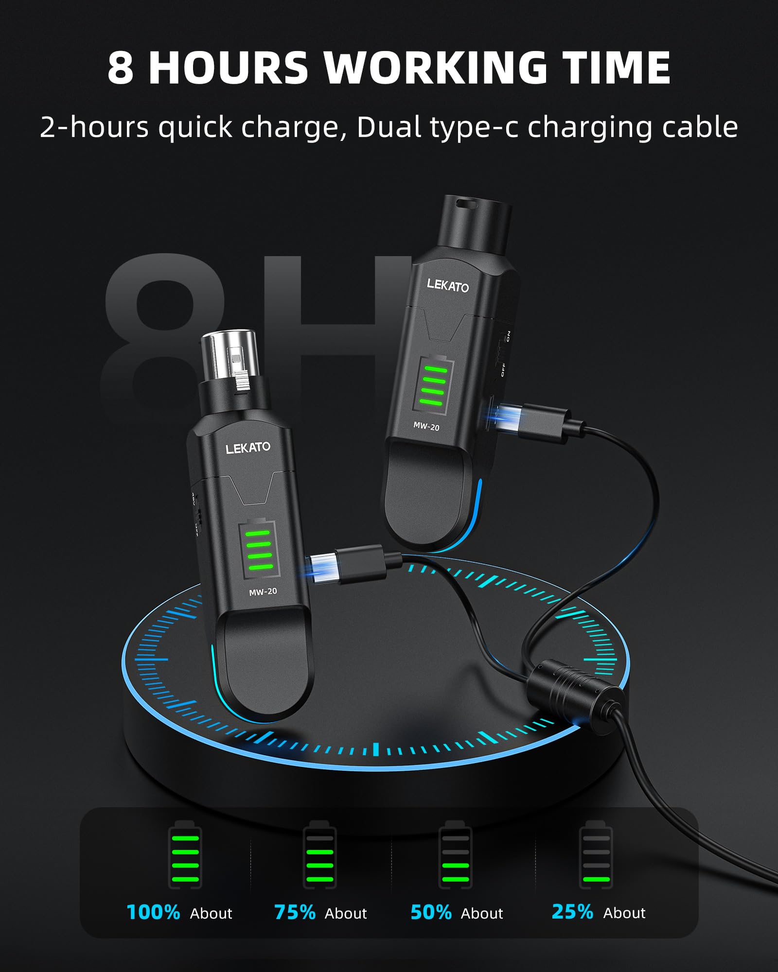 LEKATO MW-20 2.4G Wireless XLR Microphone Systems