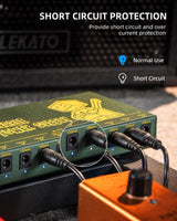 LEKATO PS-01R 10 Isolated Guitar Pedal Power Supply W/Rechargeable Battery