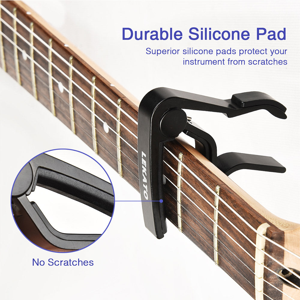 2 Set LEAKTO Acoustic Electric Guitar Capo Quick-Change w/ Picks Strap Locks - LEKATO-Best Music Gears And Pro Audio