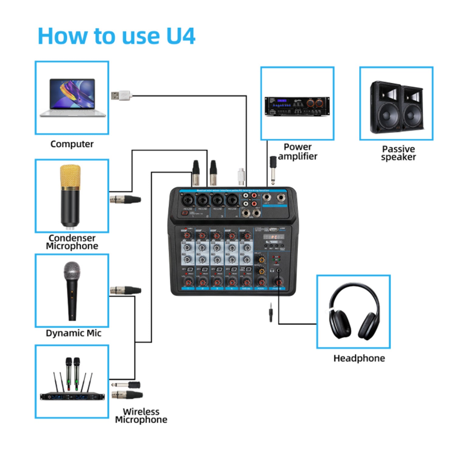 6-Channels Sound Mixing Mixer Audio DJ Console Live Recording - LEKATO-Best Music Gears And Pro Audio